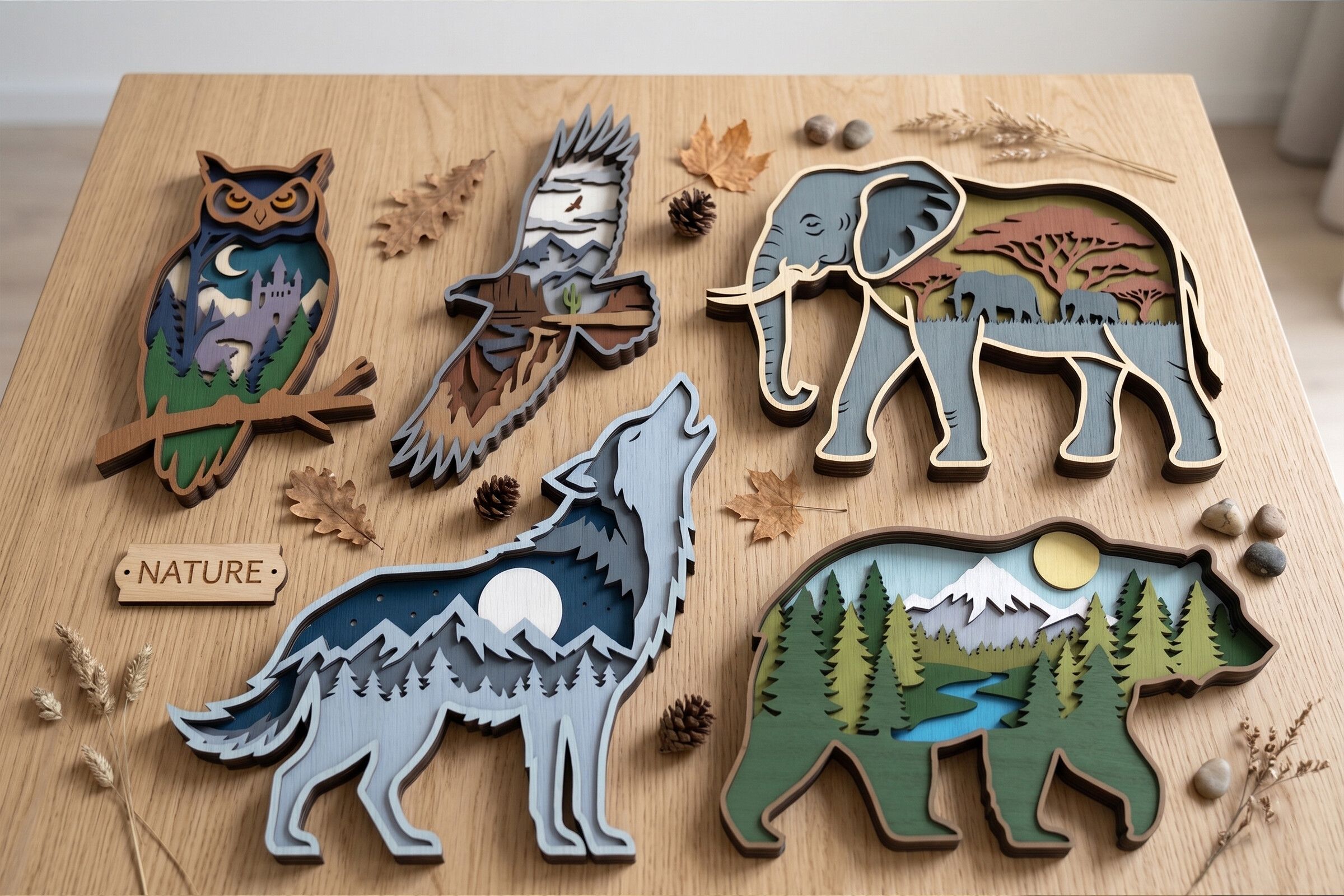 5 Layered Nature Animal 3D Mandala