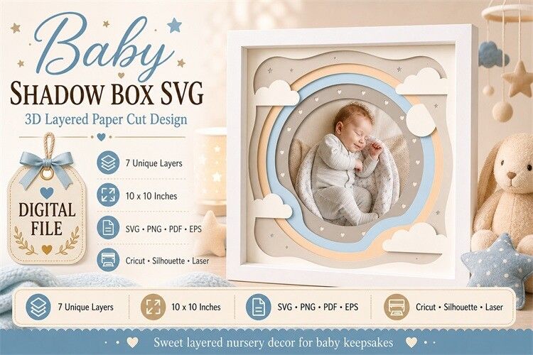 Pastel Rainbow Baby Shadow Box