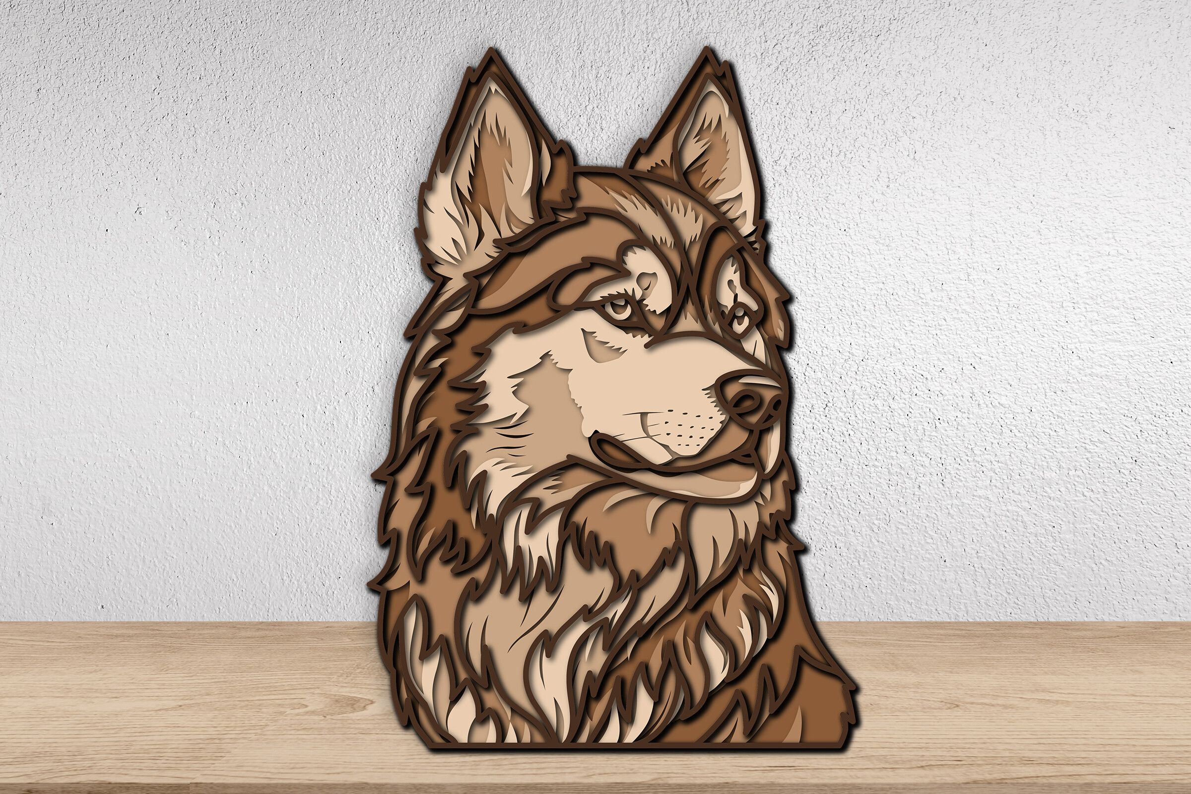 3D Layered Husky Dog Laser Cut File